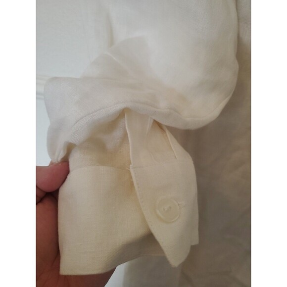 Finity 100% Linen Shirt Open Front Button Up Tunic Collared Vintage Womens 2XL - Picture 7 of 16